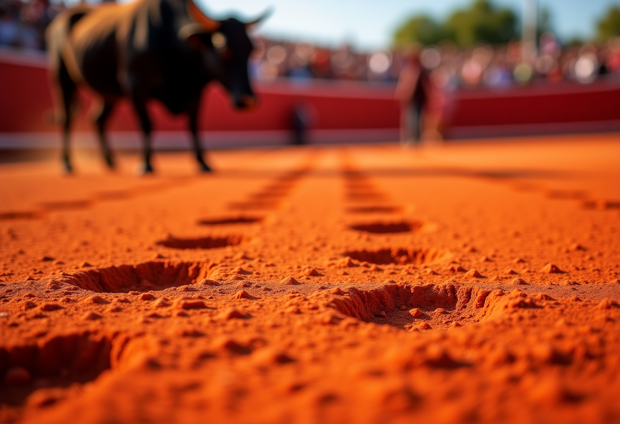 Un torero in azione durante una corrida tradizionale